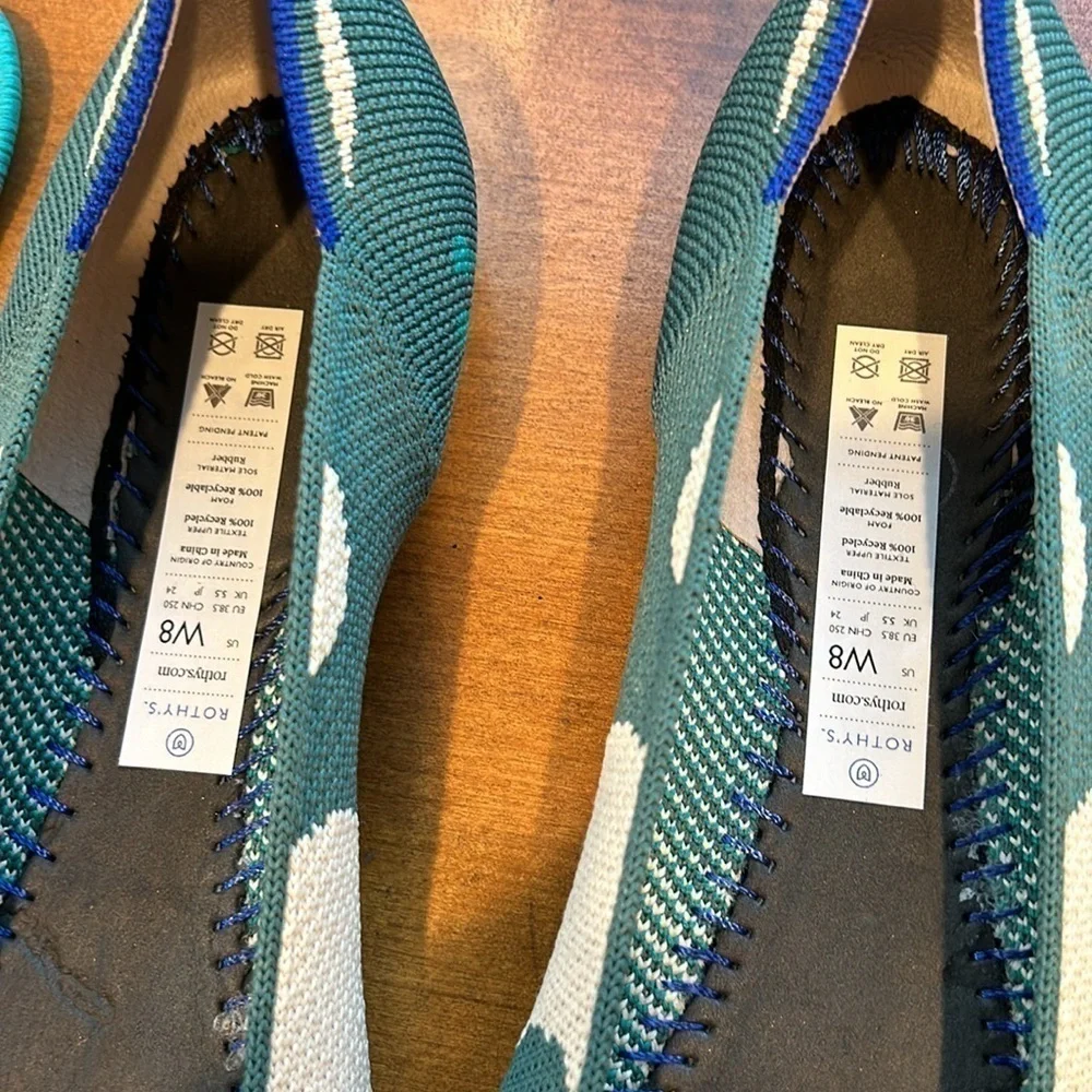 Rothy’s the point teal Moroccan retired flats women size 8 new without box
